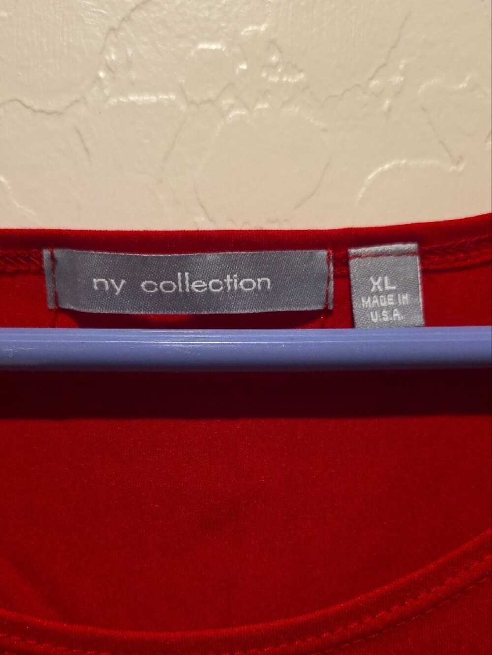 NY Collection Red Short Sleeve Scoop Neck Tee - Picture 2 of 7